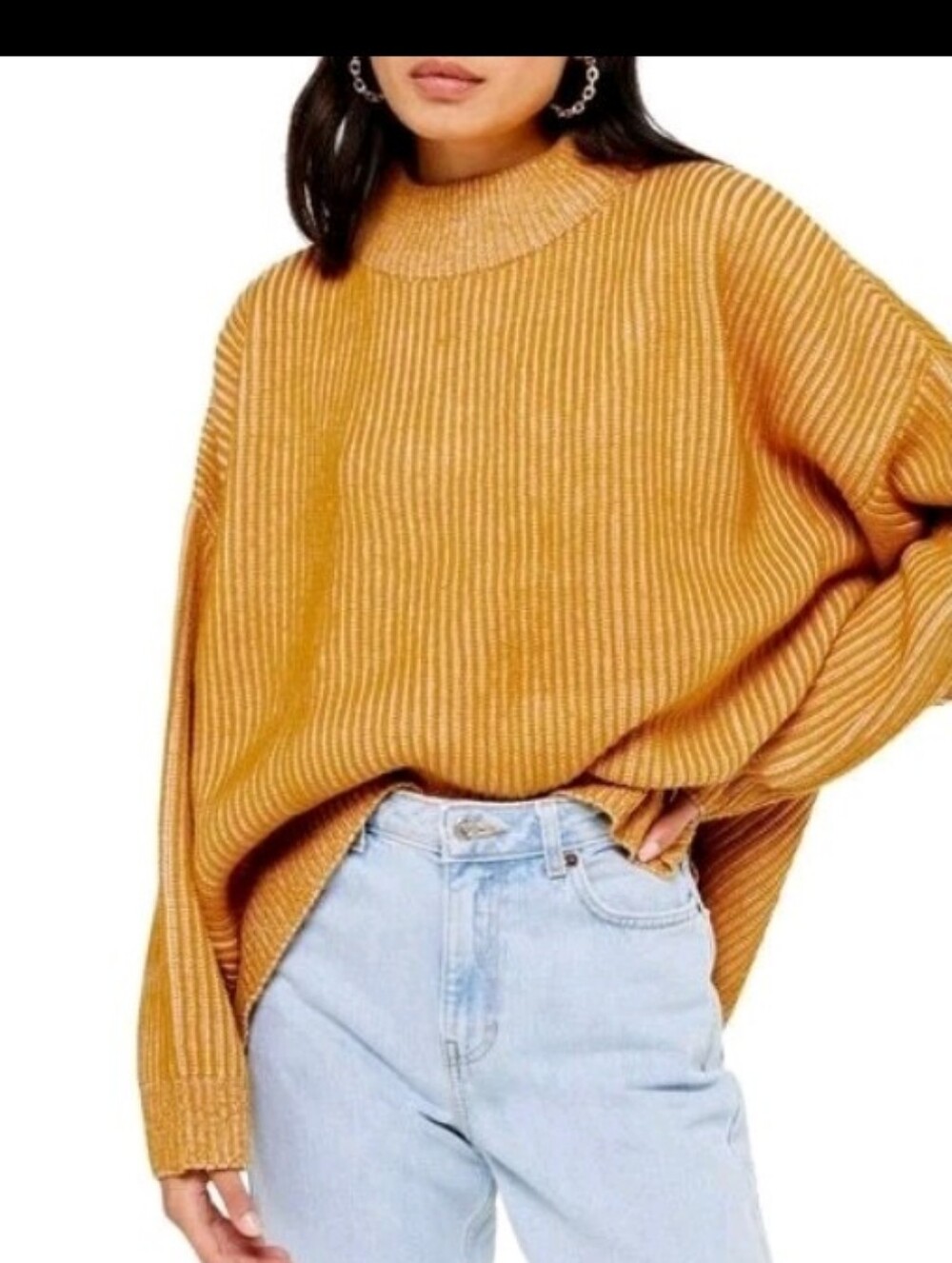 Topshop Mustard Ribbed Oversized Chunky Knit Sweater